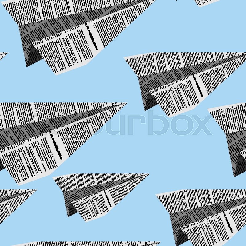 paper planes seamless pattern on a stock vector newsprint texture background