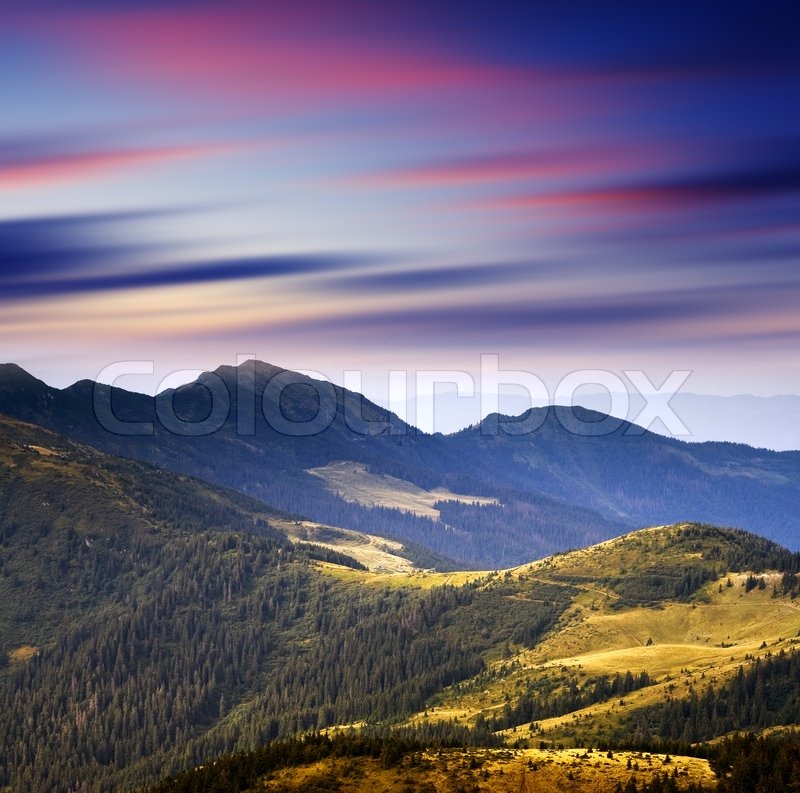 Majestic sunset in the mountains ... | Stock image | Colourbox