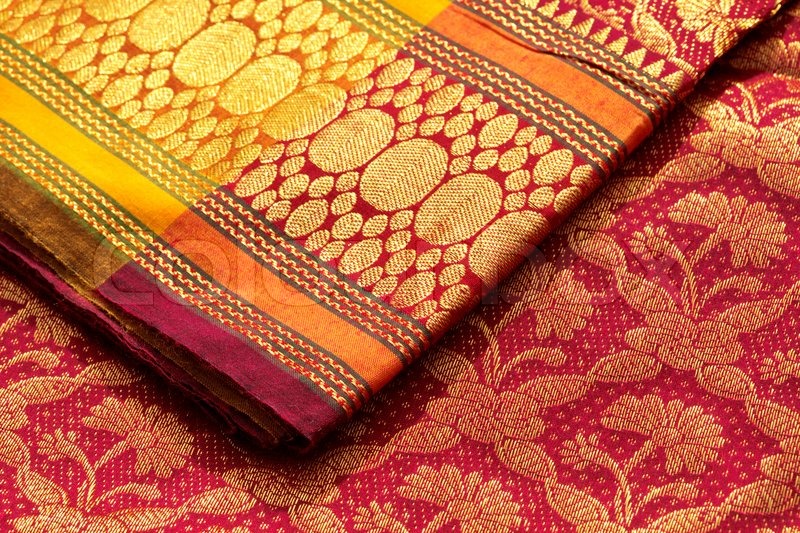 Indian silk saries close up. Background | Stock image | Colourbox