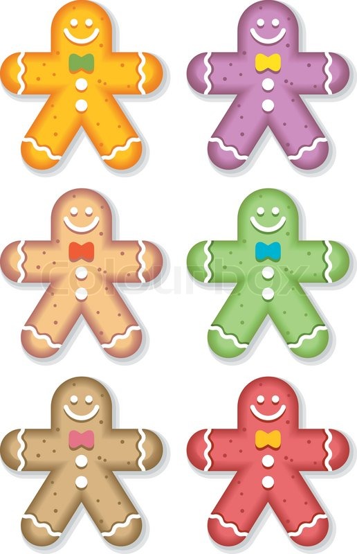 Seasonal gingerbread man colored Stock Vector Colourbox