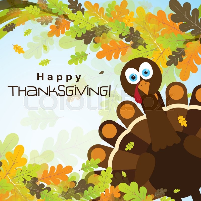 template greeting card with a happy thanksgiving turkey vector