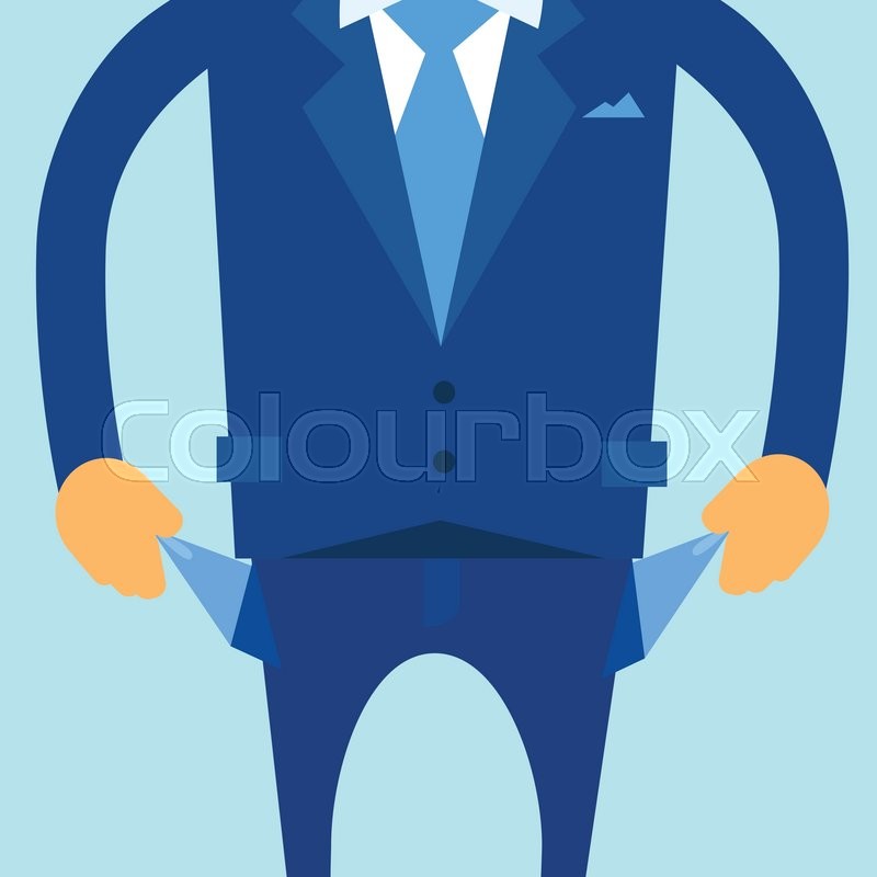 Businessman Show Empty Pocket, Turning Stock vector Colourbox