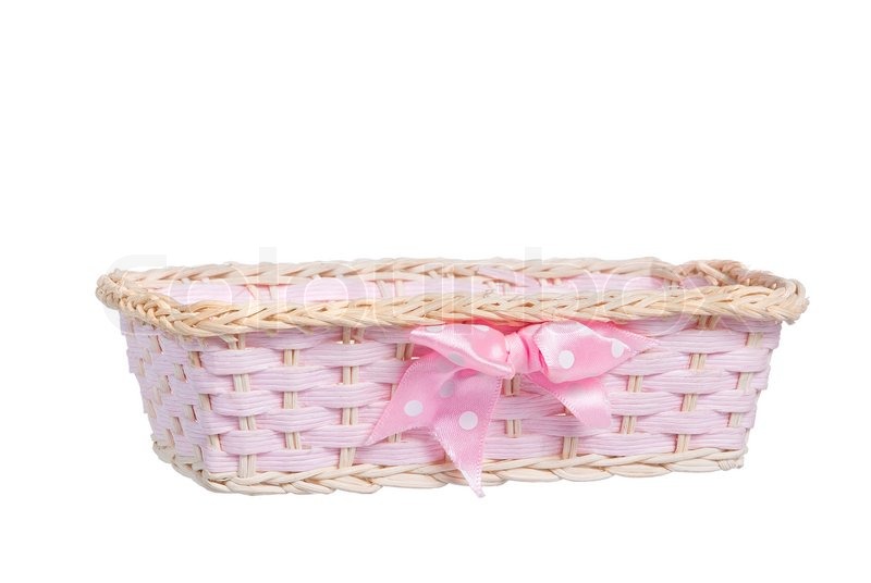 A pink basket, isolated on white | Stock Photo | Colourbox