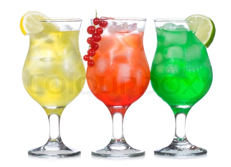 Alcohol Cocktails On White Background Stock Image Colourbox