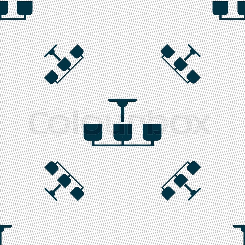 Chandelier Light Lamp icon sign. Seamless pattern with geometric ... Chandelier Light Lamp icon sign. Seamless pattern with geometric ...