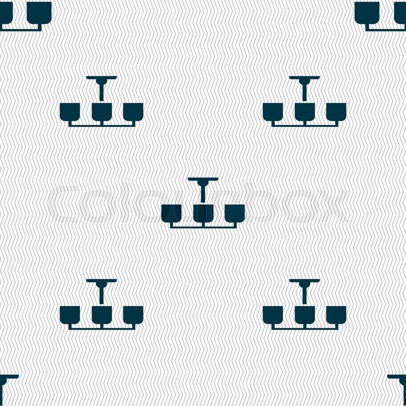 Chandelier Light Lamp icon sign. Seamless abstract background with ... Chandelier Light Lamp icon sign. Seamless abstract background with ...