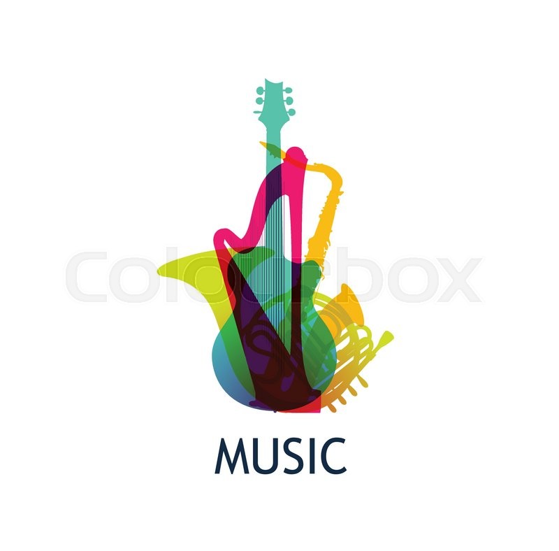 logo for music company with colorful instruments vector illustration isolated on white background stock vector colourbox