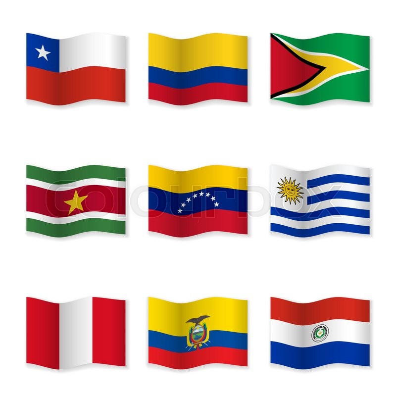 waving flags of different countries flag icons on white background