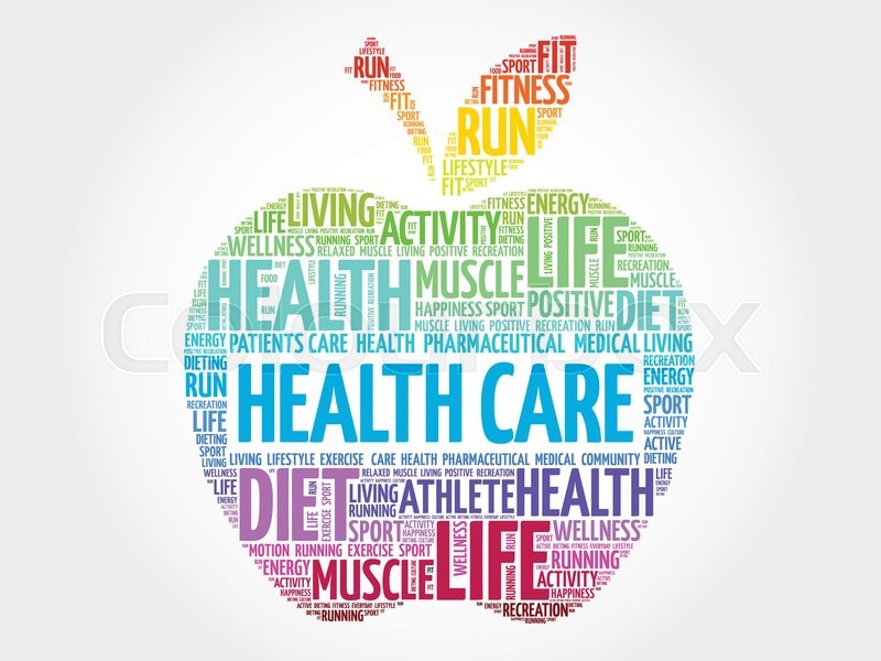 Colorful Health Care Apple Word Cloud Stock Vector Colourbox