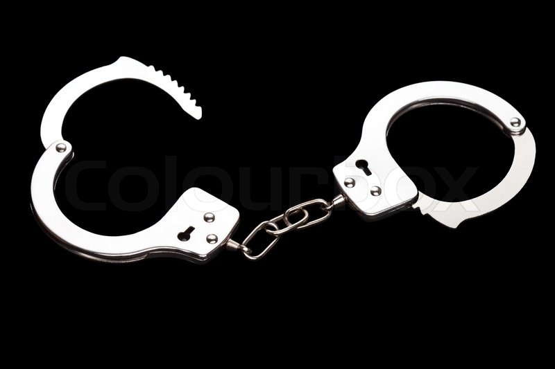 Crime law arrest police steel handcuffs isolated Stock Photo Colourbox