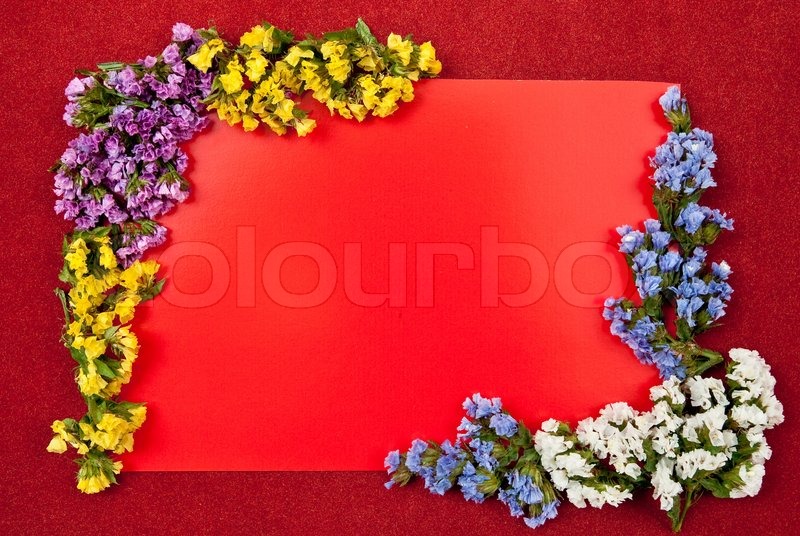 red paper blank on red with flowers stock photo colourbox paper flower design