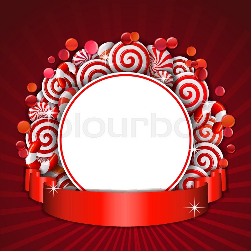 Sweet Frame Of Red And White Candies Stock Vector Colourbox