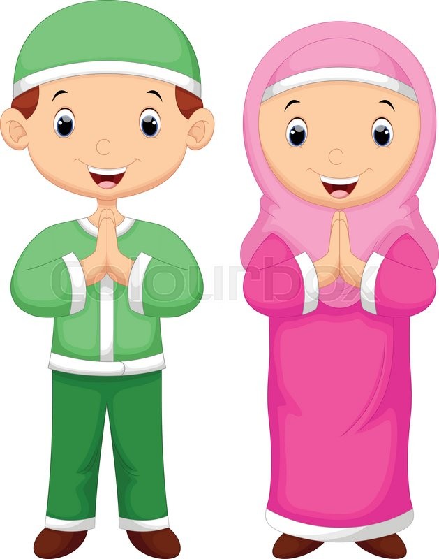 Vector illustration of Muslim kid cartoon  Stock Vector 