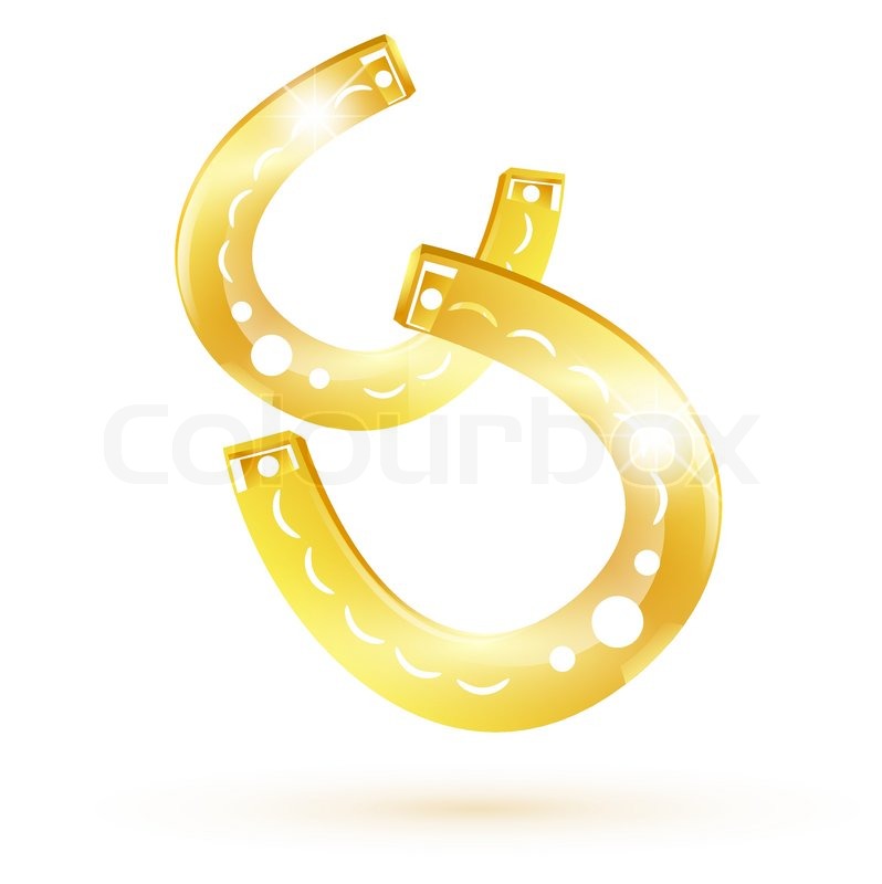 To gyldne heldige hestesko over hvide ... | Stock vektor | Colourbox