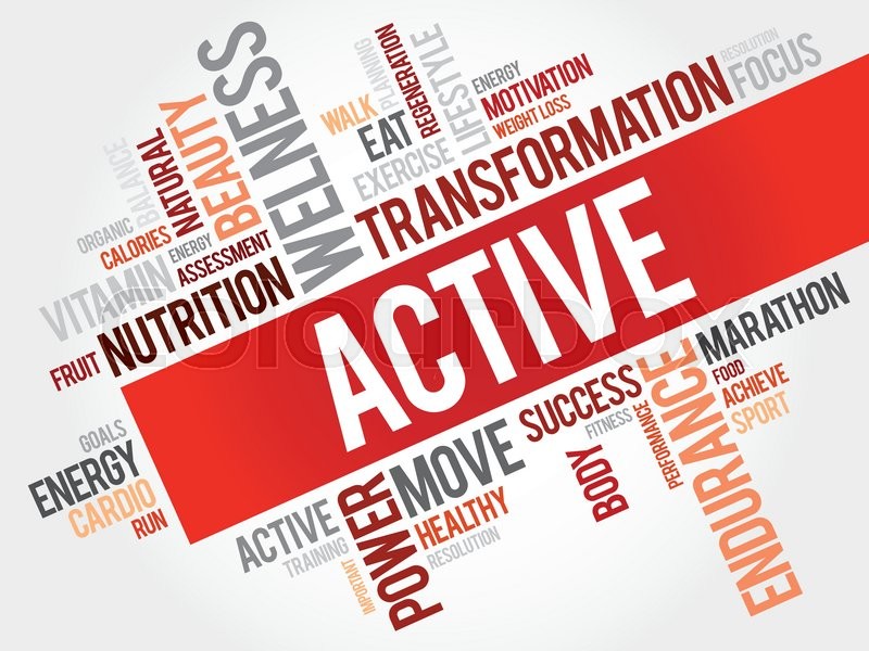ACTIVE word cloud, fitness, sport, ... | Stock vector | Colourbox