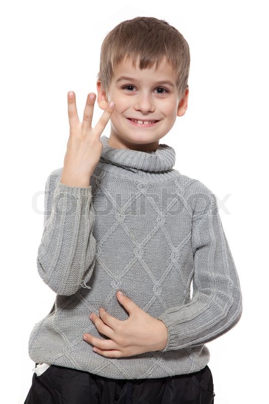 Boy Smilling And Showing Three Finger Isolated On A boy smilling and showing three finger isolated on a