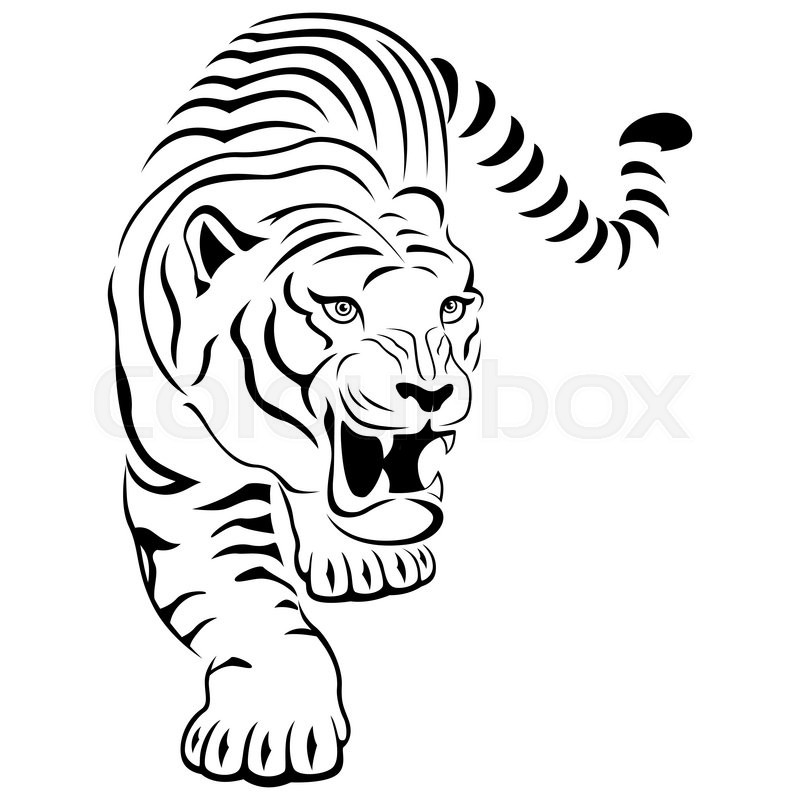 Aggressive concealed large tiger on ... | Stock Vector ...