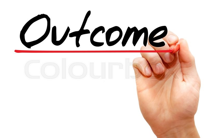Hand writing Outcome with marker, | Stock image | Colourbox