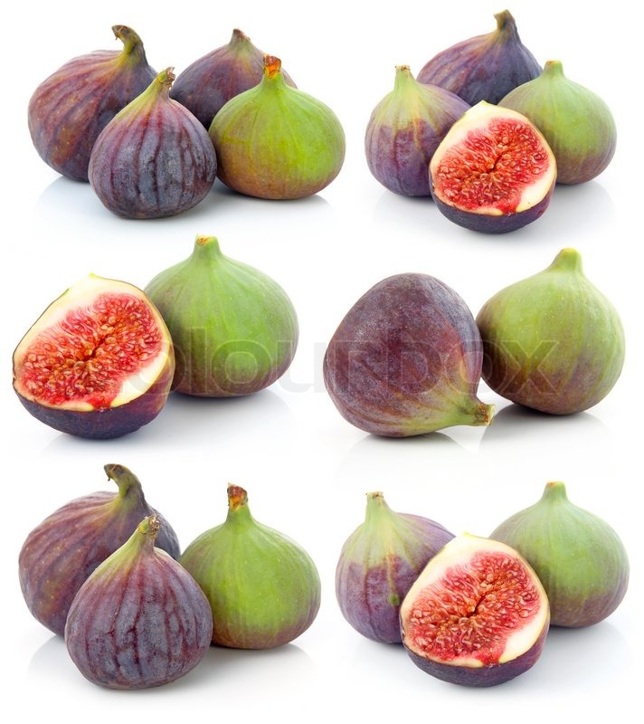 Set of Ripe sliced purple and green fig ... | Stock image | Colourbox