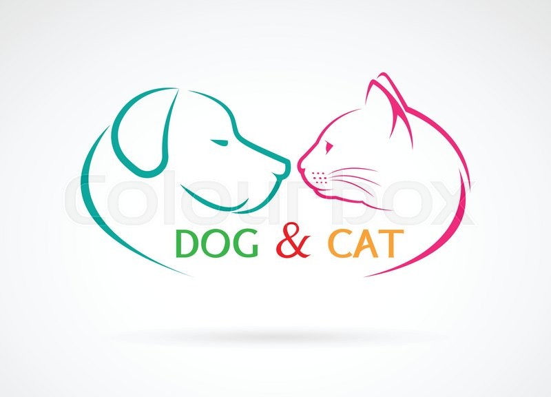 Vector image of an dog and cat on a | Stock vector | Colourbox
