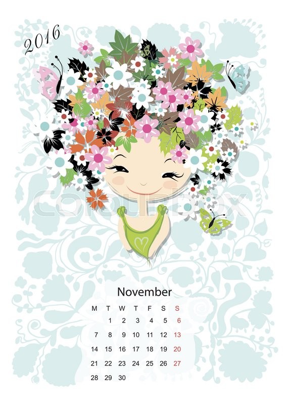calendar 2016 november month season stock vector colourbox november calendar design
