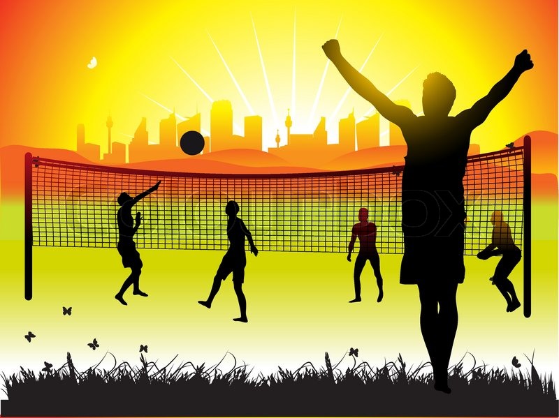 jump box vector Stock summer Peoples on volleyball nature,  play on