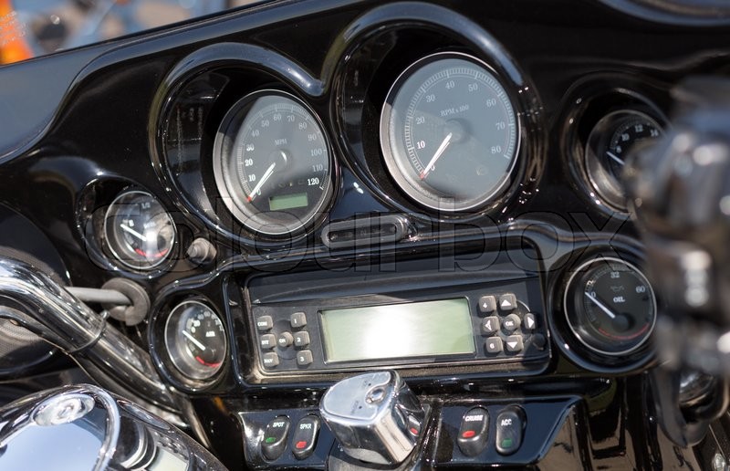 Closeup of generic motorcycle dashboard Stock image Colourbox