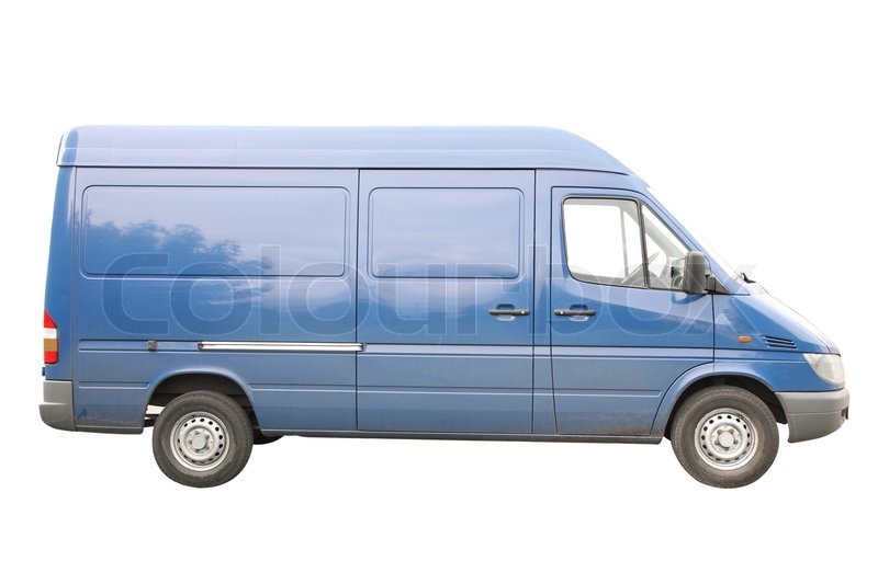blue and white van