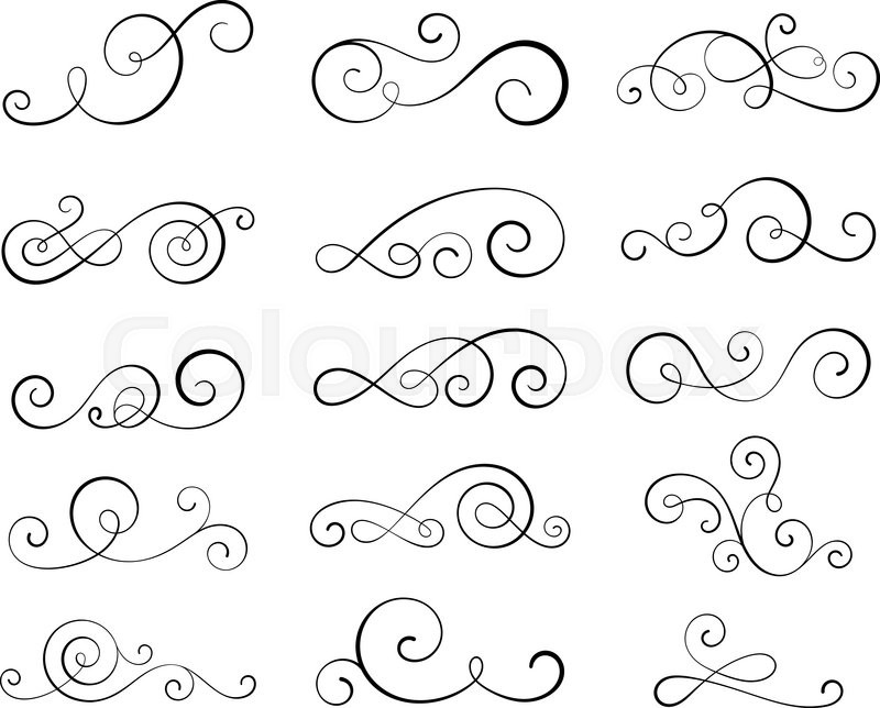 vintage flourish swirls collection eps10 vector text swirls