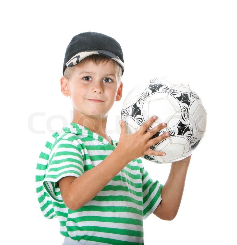 Boy Holding Soccer Ball Isolated On Stock Image Colourbox