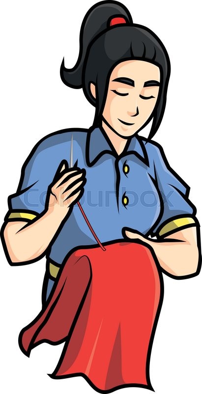 Sewing girl vector illustration design Stock vector Colourbox Bird clip yellow pretty postcard fairy graphics birds goldfinch colored charming thegraphicsfairy