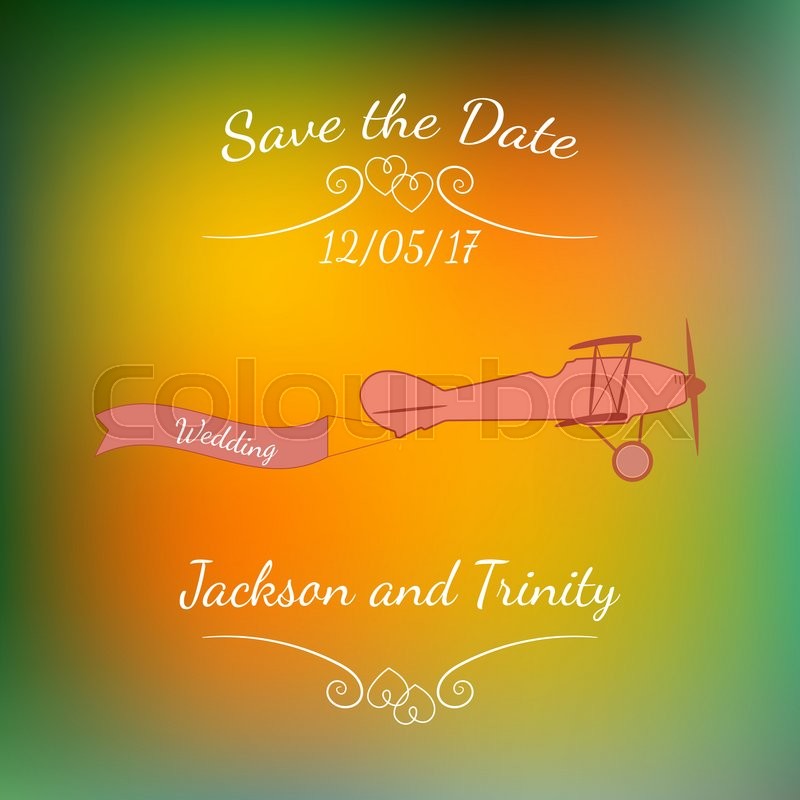 Retro Plane With A Wedding Banner And Stock Vector Colourbox