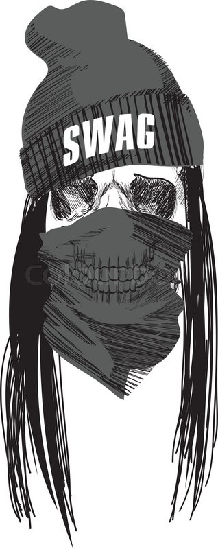 Swag hip-hop scull on isolated white   Stock Vector 