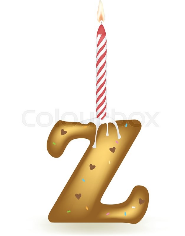 Letter Z happy birthday candle cake. Stock vector Colourbox