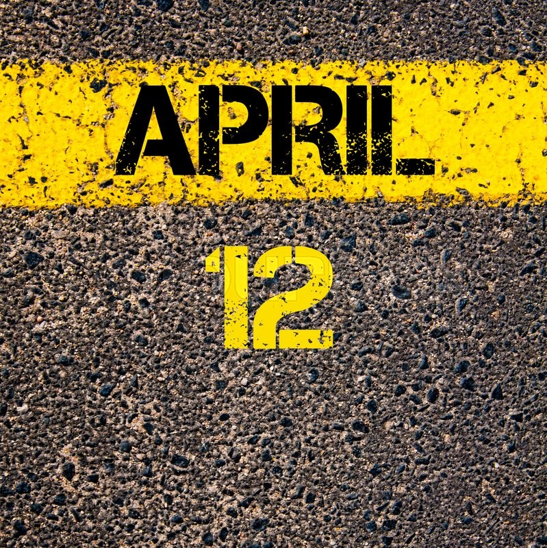 12 April calendar day written over road | Stock image | Colourbox