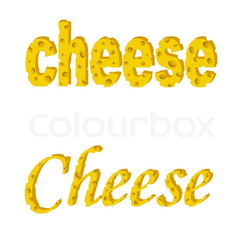 Wort Käse Käse Scheiben auf weißem Stock Bild Colourbox