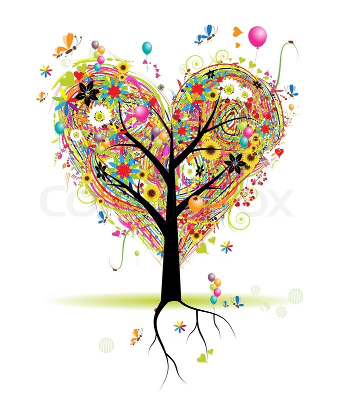 Happy Holiday Heart Shape Tree With Stock Vector Colourbox