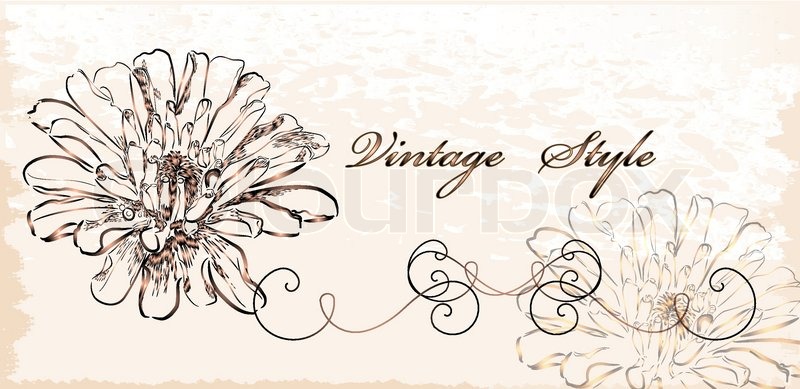 Vintage Einladung mit Blumen. StockVektor Colourbox