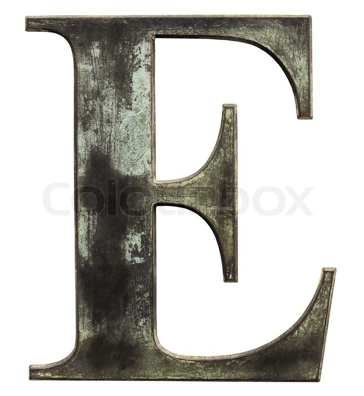 Metallic Buchstaben "E" auf weißem | Stock Bild | Colourbox