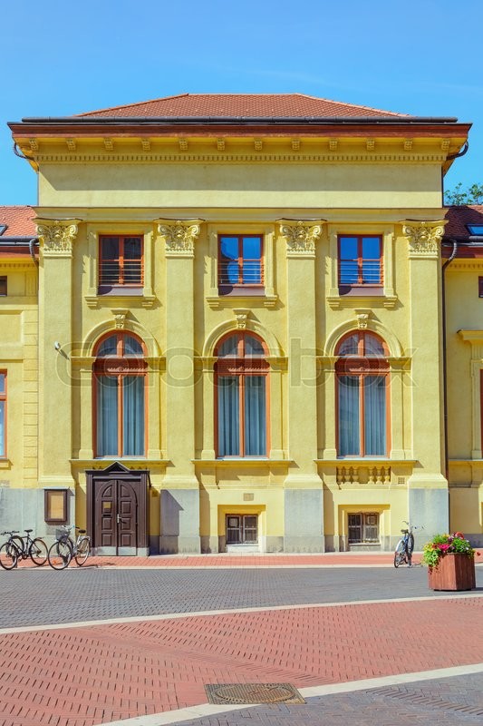Facade of the House in Szeged, Hungary Stock image Colourbox