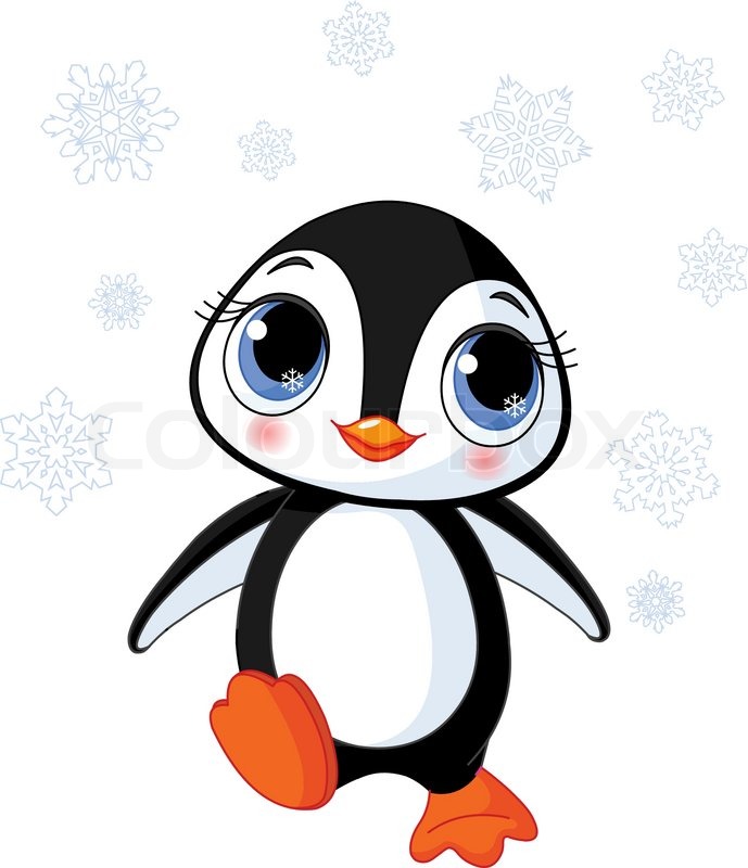 Illustration Of Cute Winter Penguin In Antarctica Stock Vector Colourbox