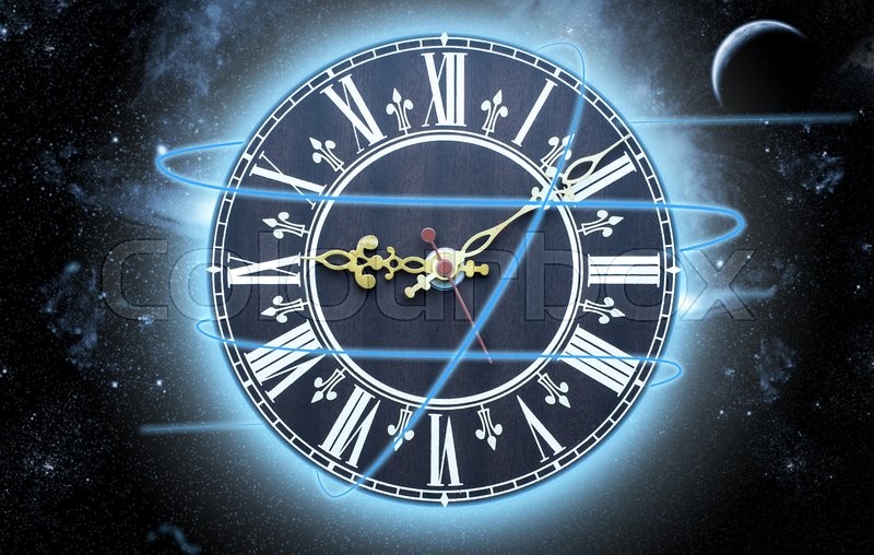 Vintage clock in the dark space Stock image Colourbox