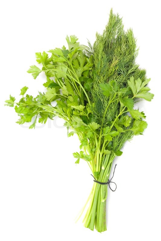 Dill and parsley isolated on a white Stock image Colourbox
