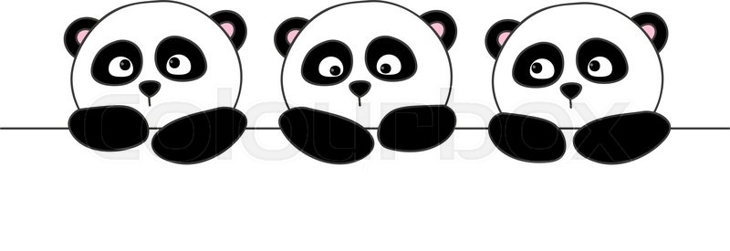 cute cartoon pandas isolated