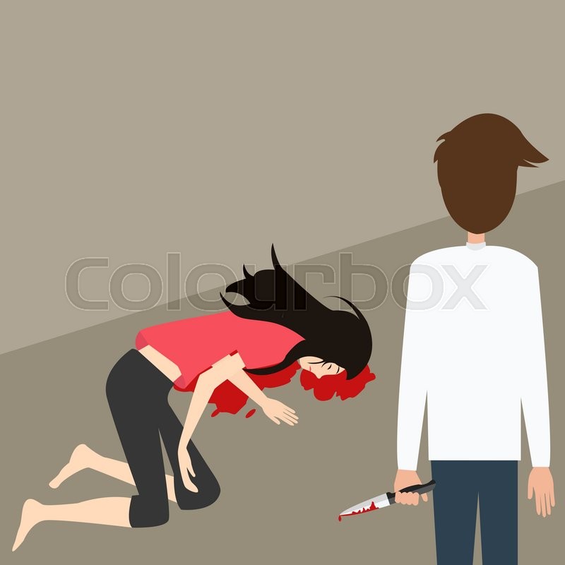 Murder case man stabbed woman with Stock vector Colourbox