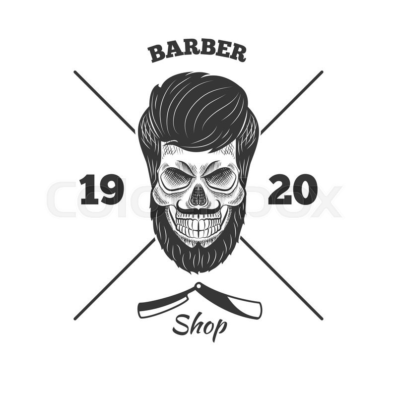 Razors and skull with a beard in the | Stock vector | Colourbox
