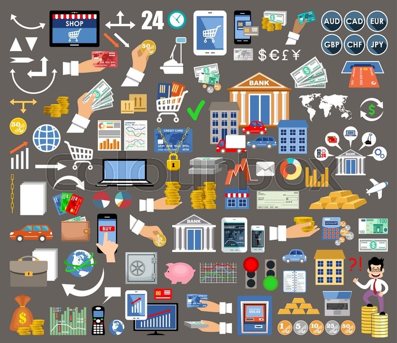 Set Of Flat Design Icons For Stock Vector Colourbox