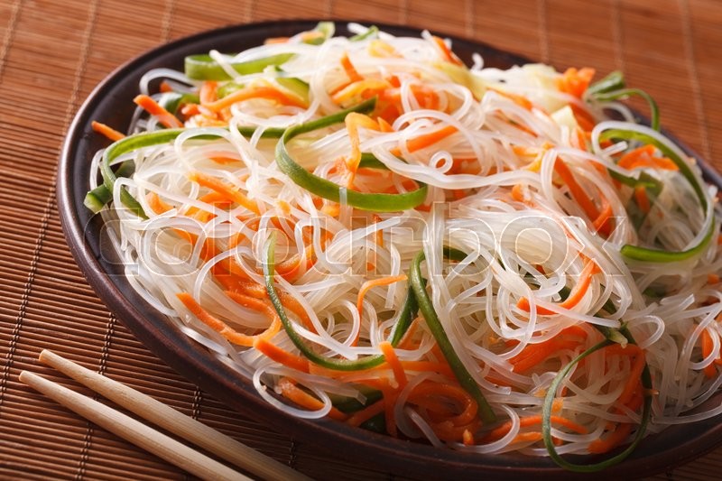 Asian crystal noodles with cucumber and Stock image Colourbox