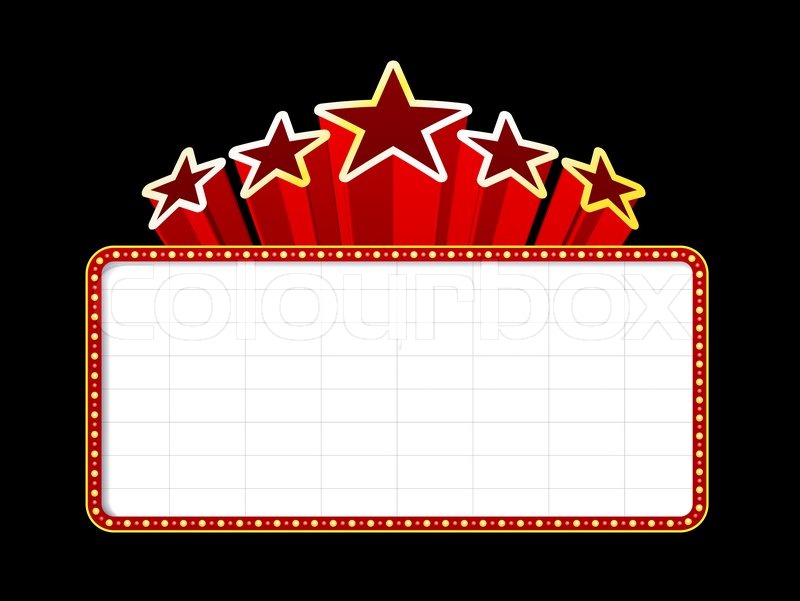 Blank movie, theater or casino marquee with stars isolated on black