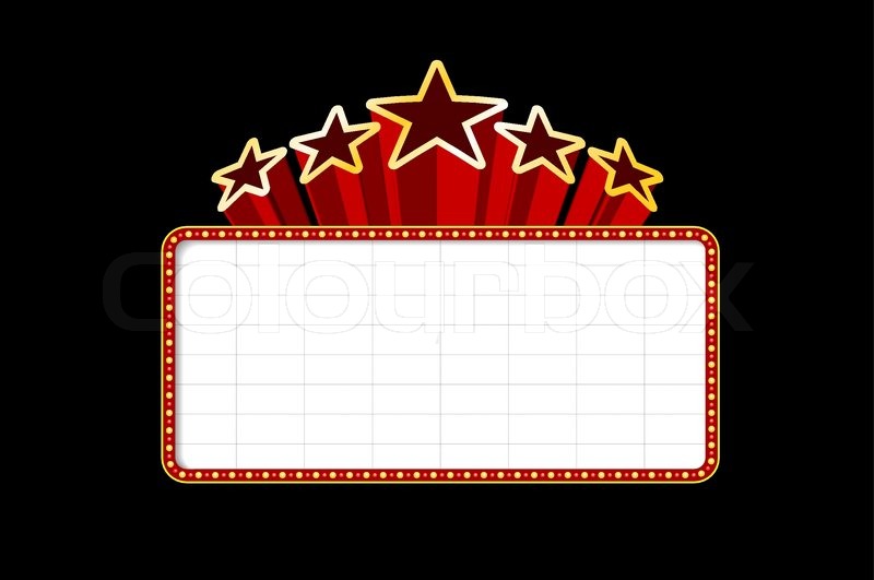 Blank movie, theater or casino marquee with stars isolated on black